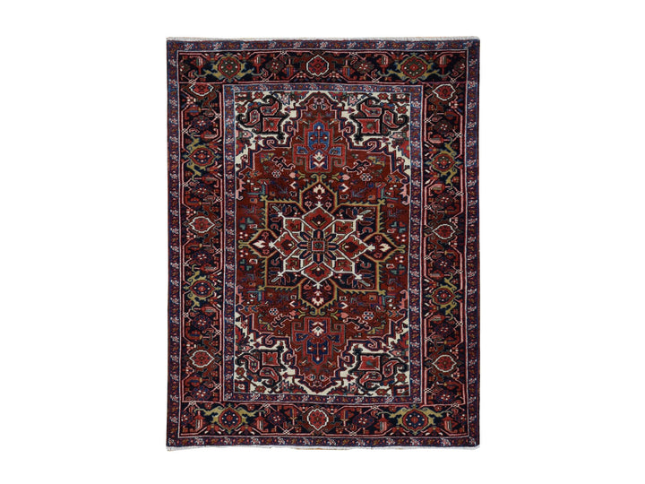 4'7" x 8'8" Vintage Hand Knotted Red Wool Rectangle Oriental Rug - MOA10287405