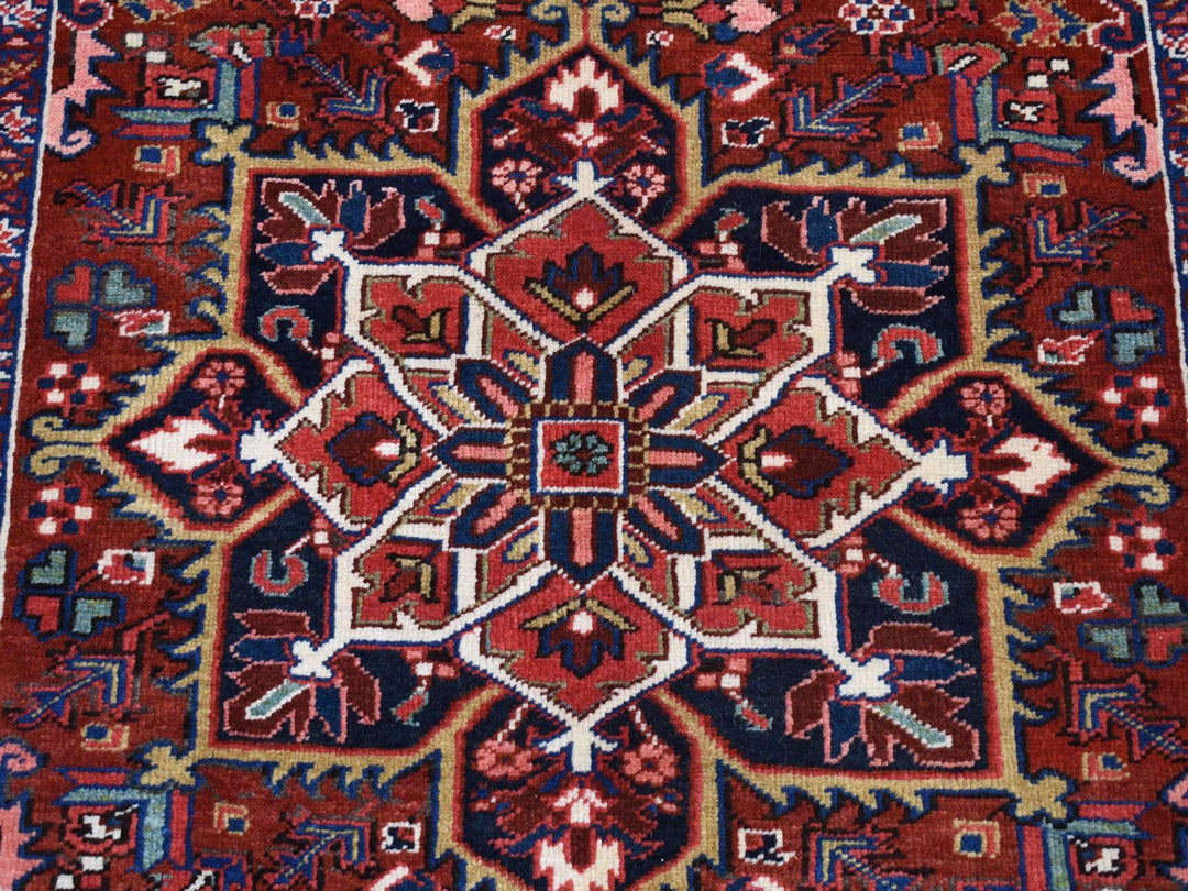 4'7" x 8'8" Vintage Hand Knotted Red Wool Rectangle Oriental Rug - MOA10287405
