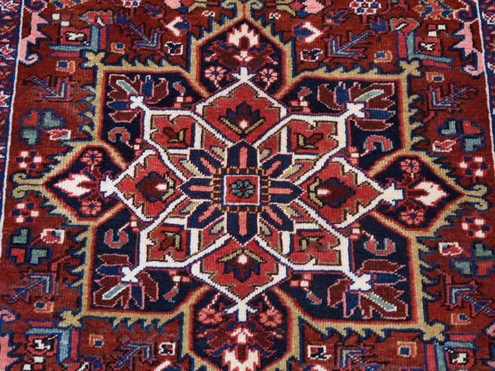 4'7" x 8'8" Vintage Hand Knotted Red Wool Rectangle Oriental Rug - MOA10287405