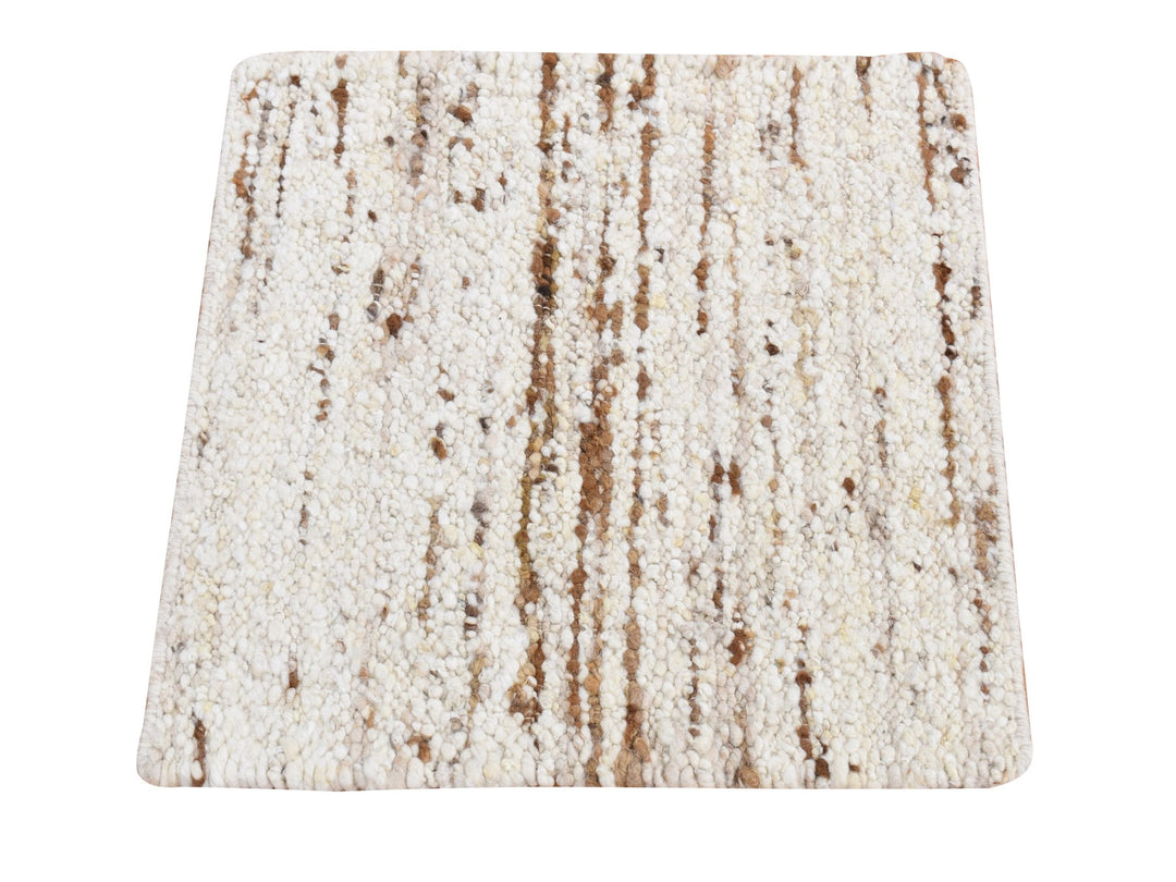 1'8" x 1'8" New Hand Knotted Ivory Wool Square Oriental Rug - MOA10287408