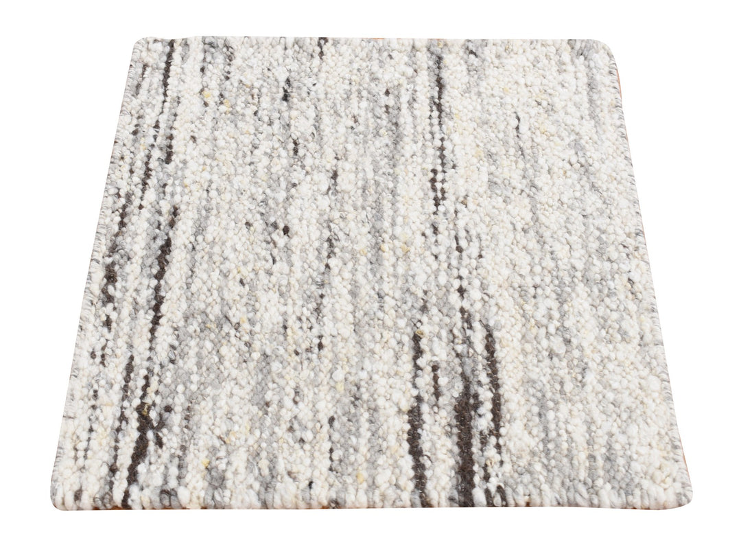 1'10" x 1'10" New Hand Knotted Ivory Wool Square Oriental Rug - MOA10287409