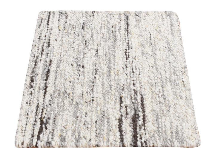 1'10" x 1'10" New Hand Knotted Ivory Wool Square Oriental Rug - MOA10287409