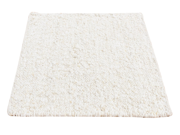 1'10" x 1'10" New Hand Knotted Ivory Wool Square Oriental Rug - MOA10287410