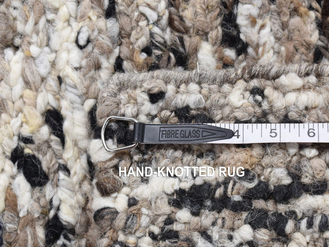 1'9" x 1'9" New Hand Knotted Ivory Wool Square Oriental Rug - MOA10287411