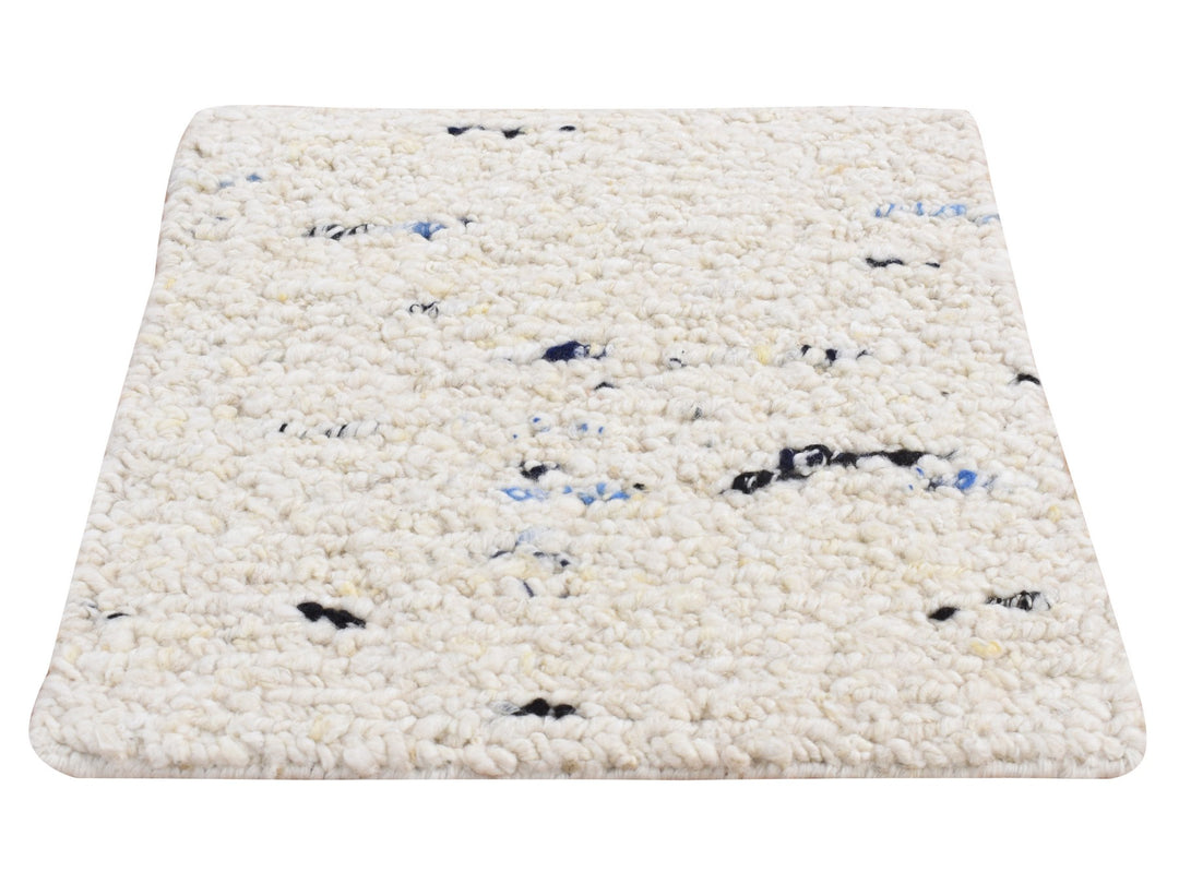 1'9" x 1'9" New Hand Knotted Ivory Wool Square Oriental Rug - MOA10287413