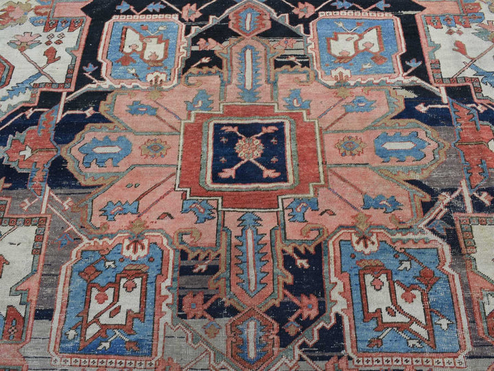9'9" x 12'6" Vintage Hand Knotted Ivory Wool Rectangle Oriental Rug - MOA10287424