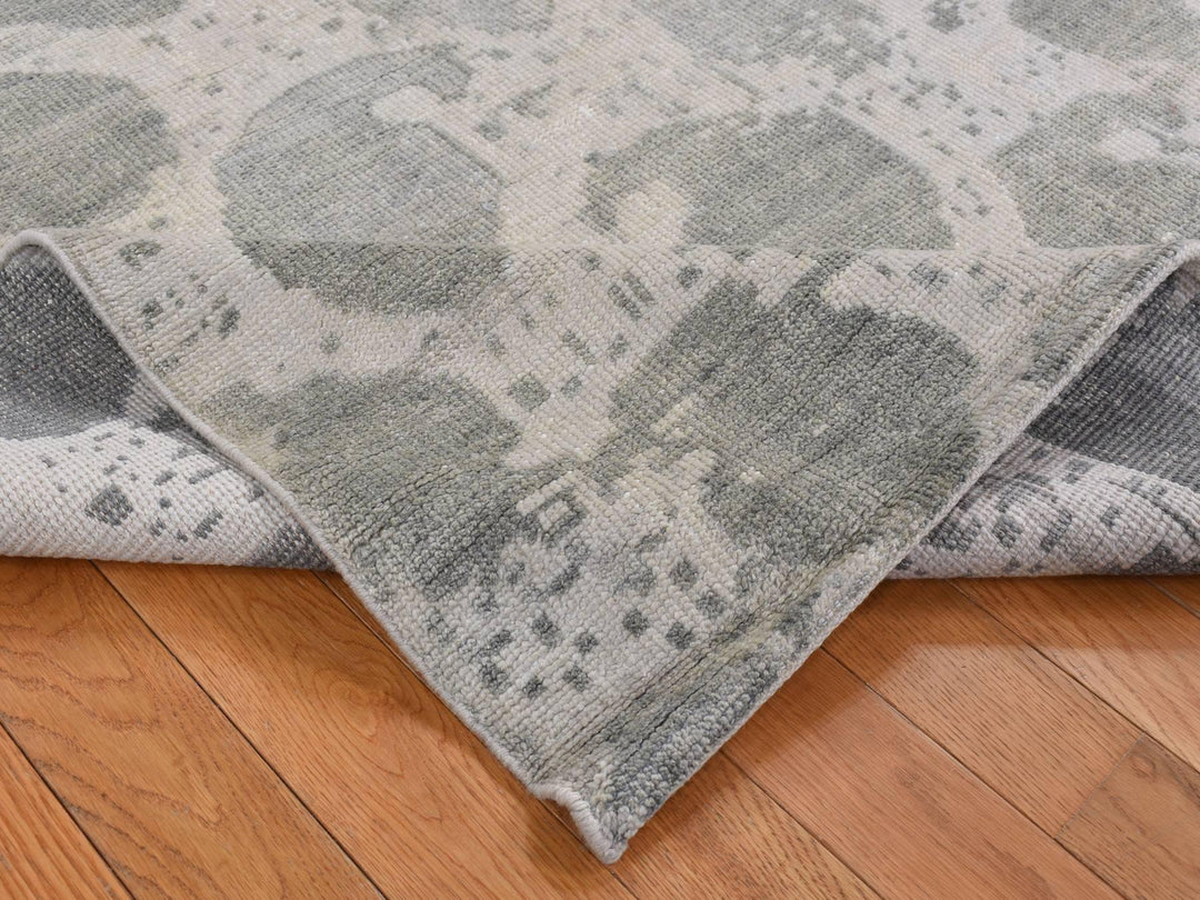 5'10" x 9'0" New Hand Knotted Grey Wool Rectangle Oriental Rug - MOA10287427
