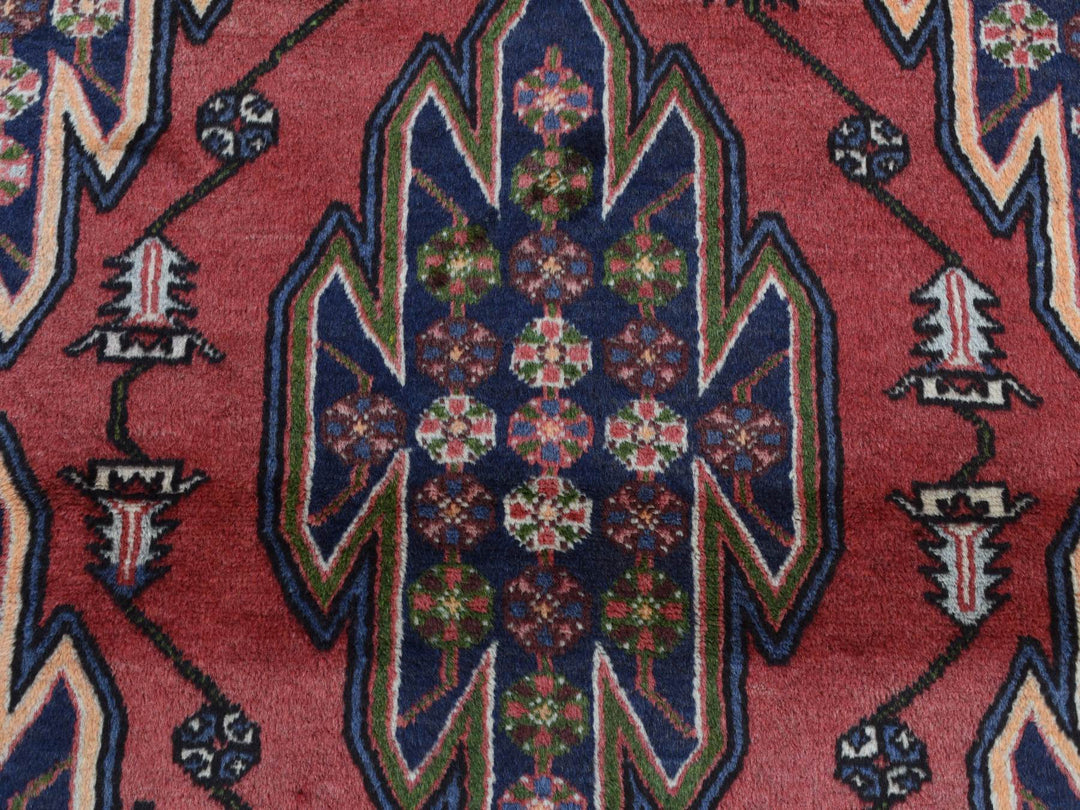 3'5" x 5'0" New Hand Knotted Red Wool Rectangle Oriental Rug - MOA10287432