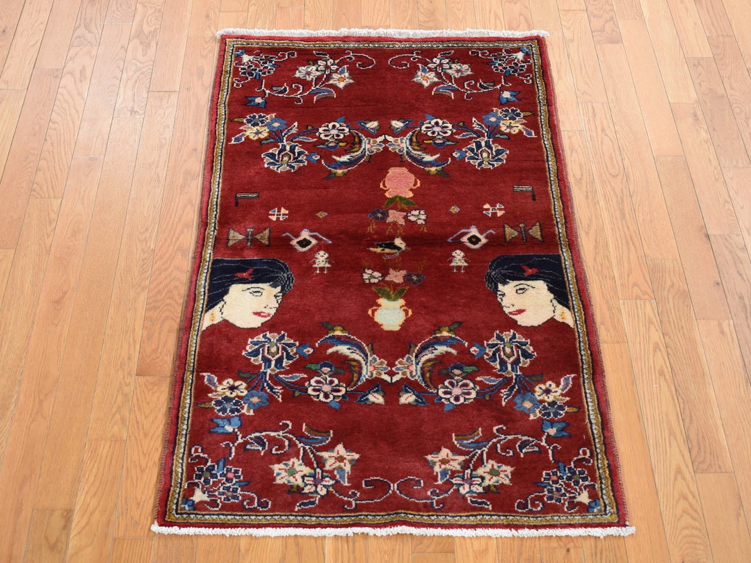3'0" x 4'9" New Hand Knotted Red Wool Rectangle Oriental Rug - MOA10287435