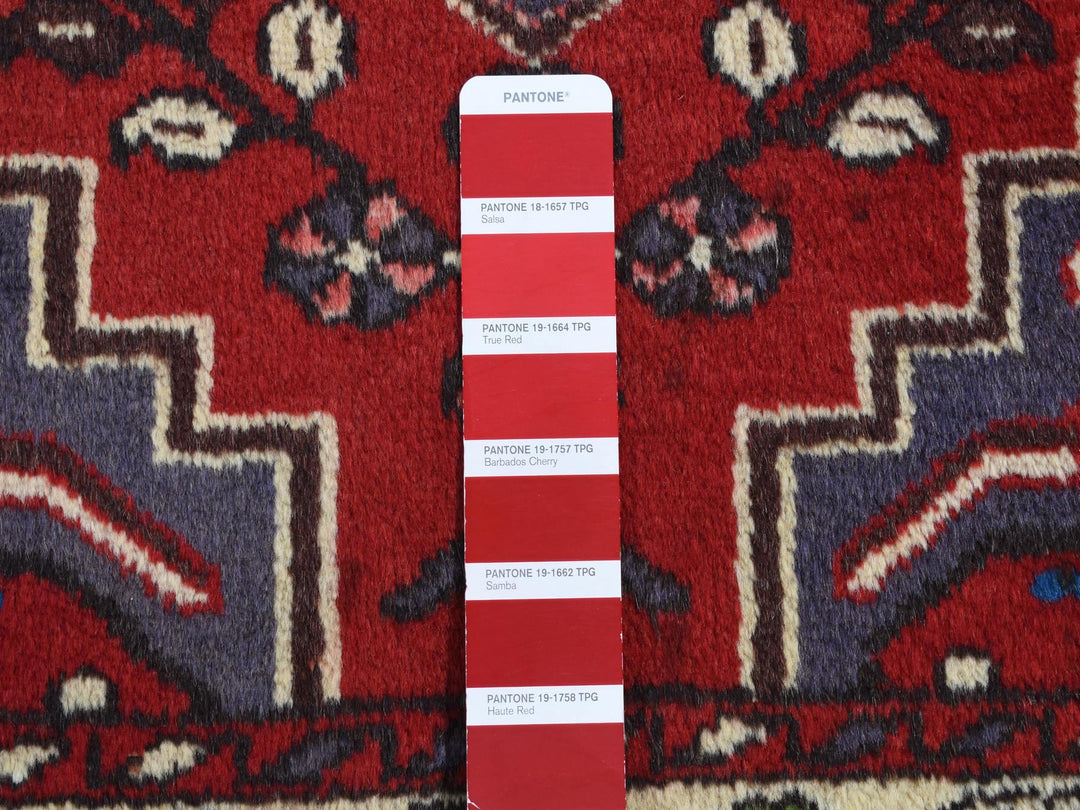 3'5" x 5'0" New Hand Knotted Red Wool Rectangle Oriental Rug - MOA10287447