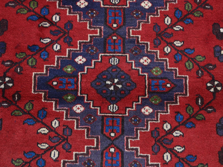 3'5" x 5'0" New Hand Knotted Red Wool Rectangle Oriental Rug - MOA10287447