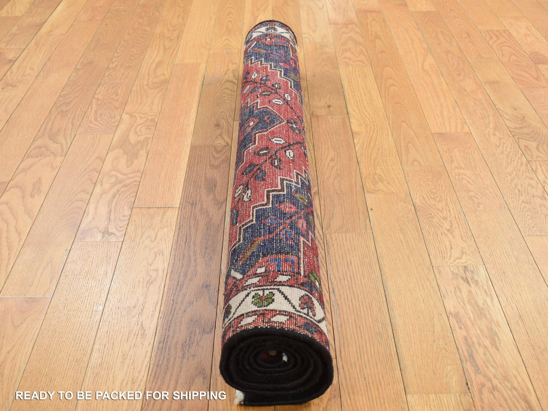 3'5" x 5'0" New Hand Knotted Red Wool Rectangle Oriental Rug - MOA10287447