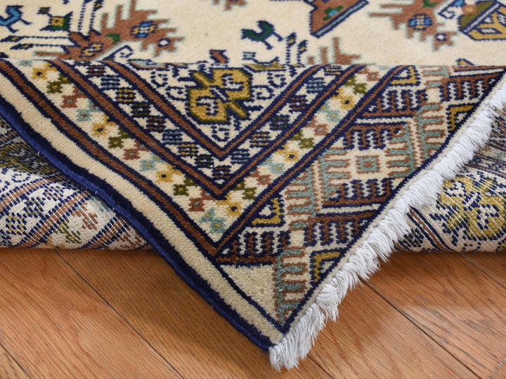 4'3" x 5'7" New Hand Knotted Ivory Wool Rectangle Oriental Rug - MOA10287453