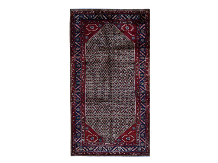 5'0" x 9'6" New Hand Knotted Brown Wool Runner Oriental Rug - MOA10287456