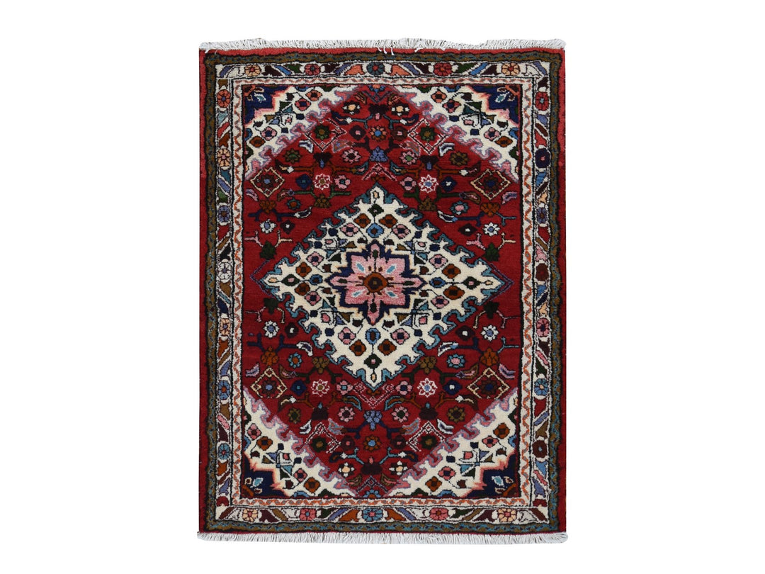 3'7" x 4'8" New Hand Knotted Red Wool Rectangle Oriental Rug - MOA10287457
