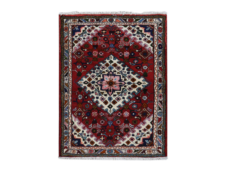 3'7" x 4'8" New Hand Knotted Red Wool Rectangle Oriental Rug - MOA10287457