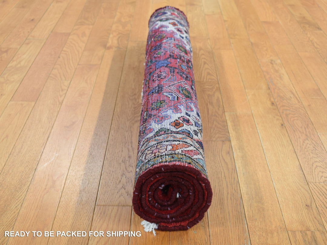 3'7" x 4'8" New Hand Knotted Red Wool Rectangle Oriental Rug - MOA10287457
