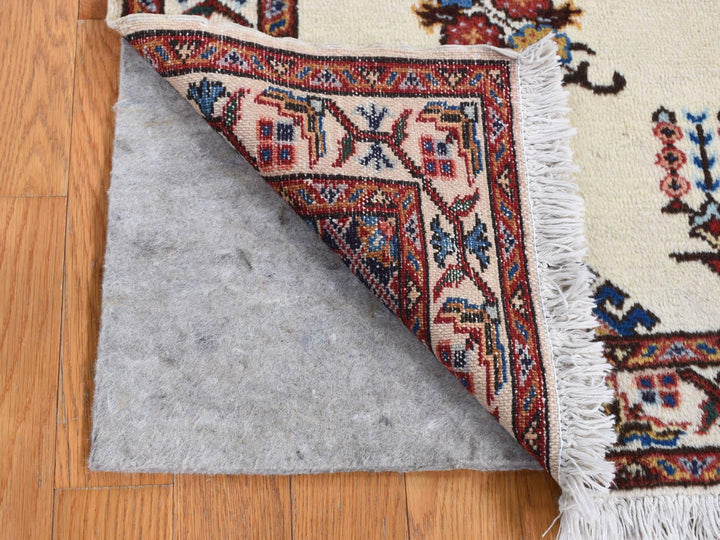 3'3" x 4'3" New Hand Knotted Ivory Wool Rectangle Oriental Rug - MOA10287459