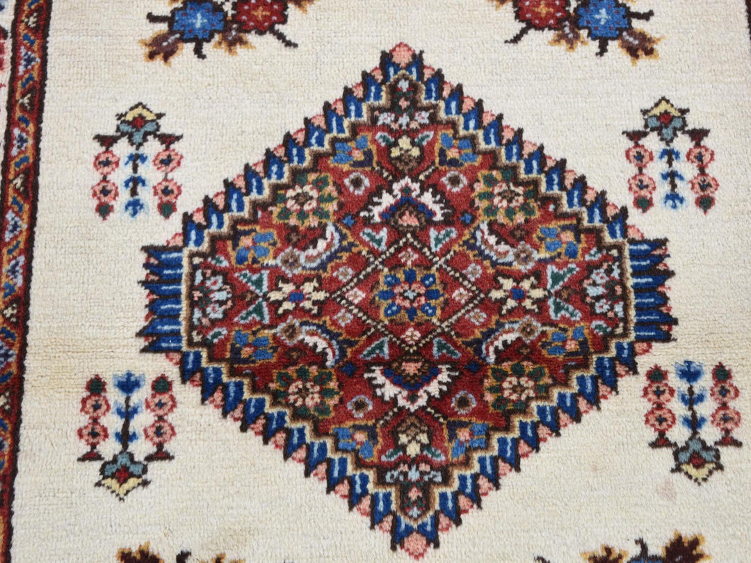 3'3" x 4'3" New Hand Knotted Ivory Wool Rectangle Oriental Rug - MOA10287459