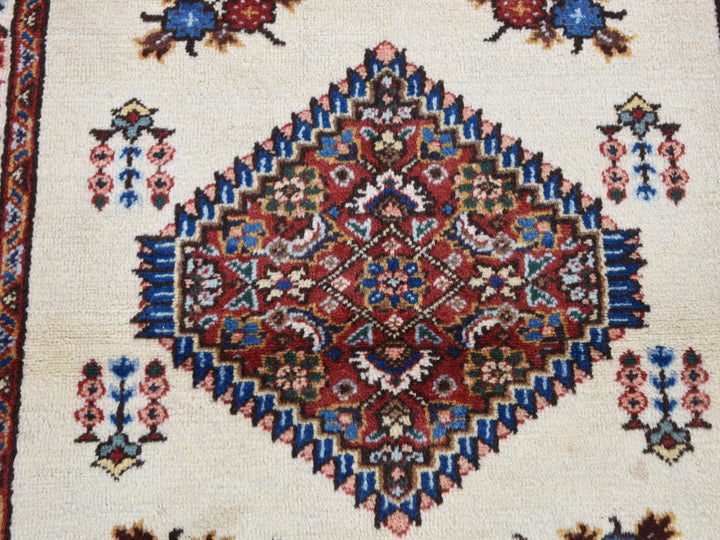 3'3" x 4'3" New Hand Knotted Ivory Wool Rectangle Oriental Rug - MOA10287459