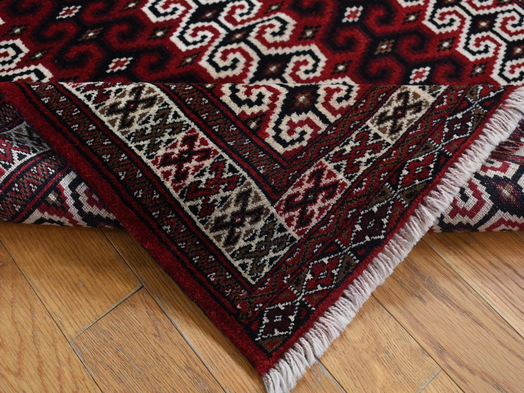 3'2" x 4'1" New Hand Knotted Red Wool Rectangle Oriental Rug - MOA10287460