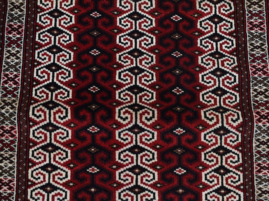 3'2" x 4'1" New Hand Knotted Red Wool Rectangle Oriental Rug - MOA10287460