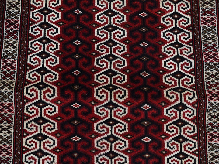 3'2" x 4'1" New Hand Knotted Red Wool Rectangle Oriental Rug - MOA10287460