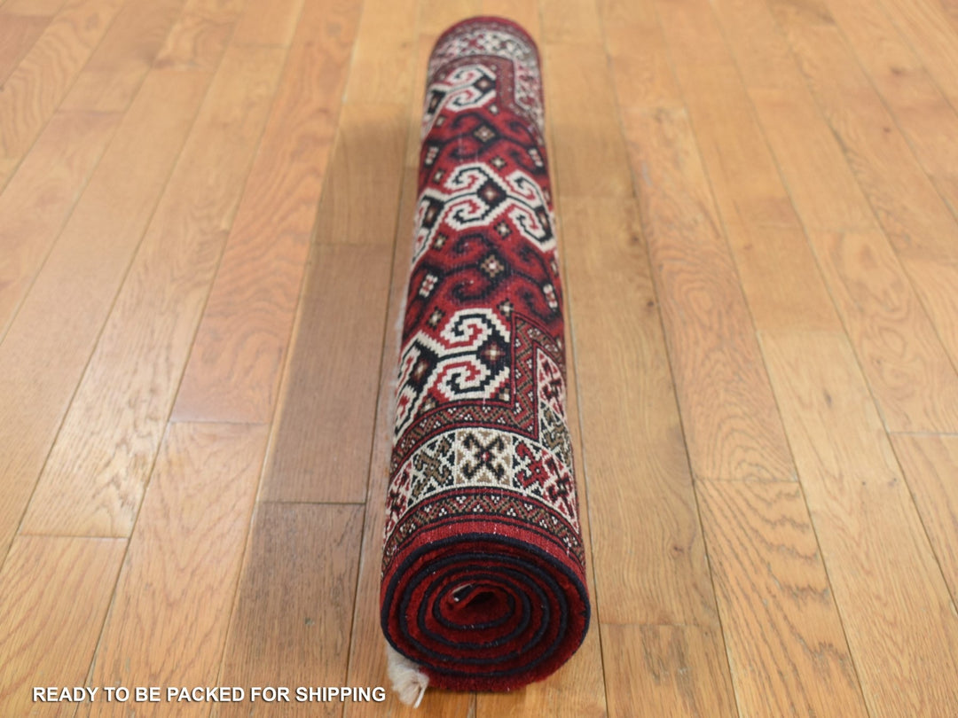3'2" x 4'1" New Hand Knotted Red Wool Rectangle Oriental Rug - MOA10287460