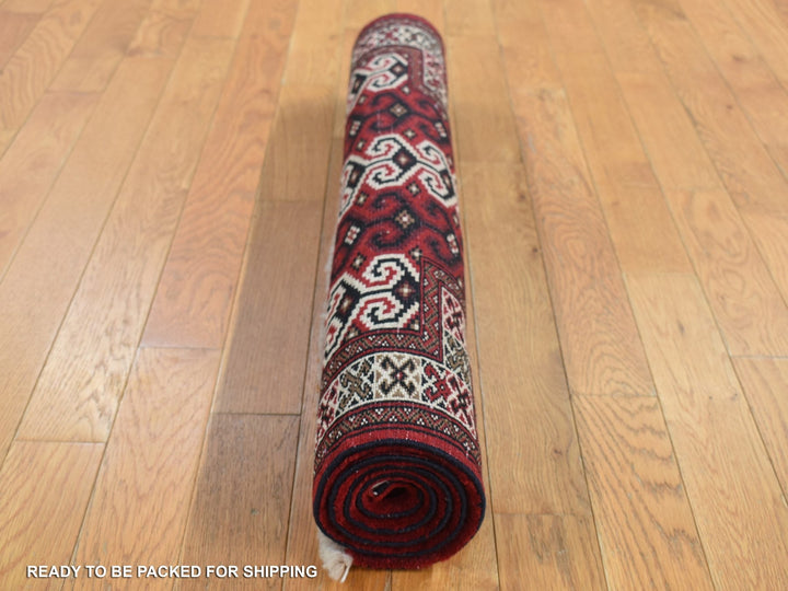 3'2" x 4'1" New Hand Knotted Red Wool Rectangle Oriental Rug - MOA10287460