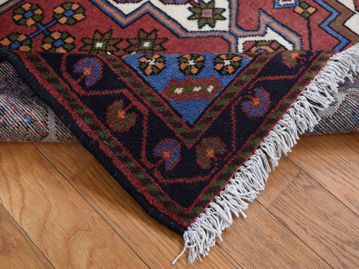 3'5" x 5'0" Vintage Hand Knotted Red Wool Rectangle Oriental Rug - MOA10287464