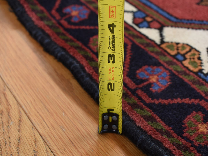 3'5" x 5'0" Vintage Hand Knotted Red Wool Rectangle Oriental Rug - MOA10287464
