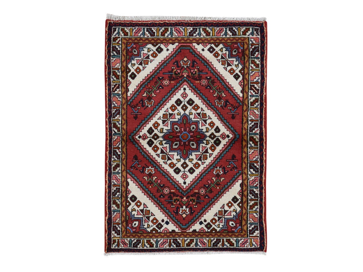 3'5" x 5'1" New Hand Knotted Red Wool Rectangle Oriental Rug - MOA10287468