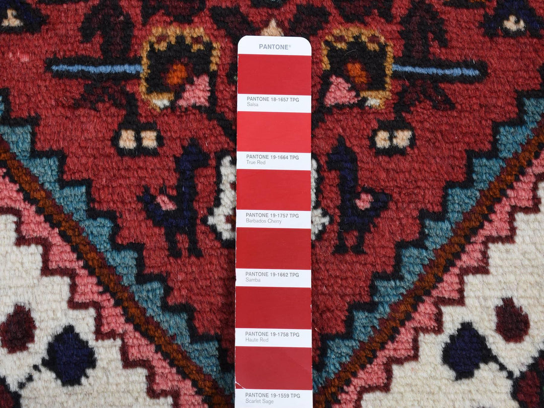 3'5" x 5'1" New Hand Knotted Red Wool Rectangle Oriental Rug - MOA10287468