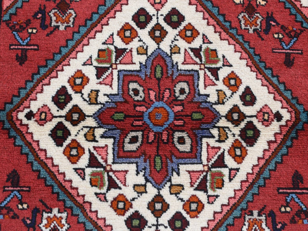 3'5" x 5'1" New Hand Knotted Red Wool Rectangle Oriental Rug - MOA10287468