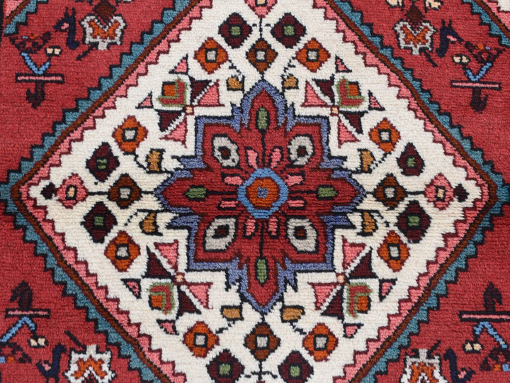 3'5" x 5'1" New Hand Knotted Red Wool Rectangle Oriental Rug - MOA10287468