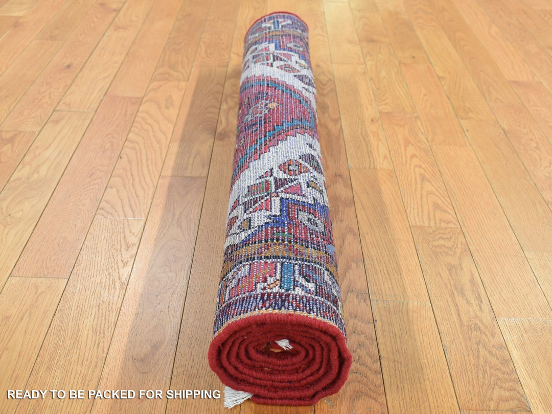 3'5" x 5'1" New Hand Knotted Red Wool Rectangle Oriental Rug - MOA10287468