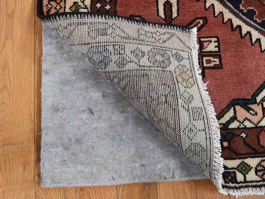 3'9" x 9'9" Vintage Hand Knotted Red Wool Runner Oriental Rug - MOA10287469