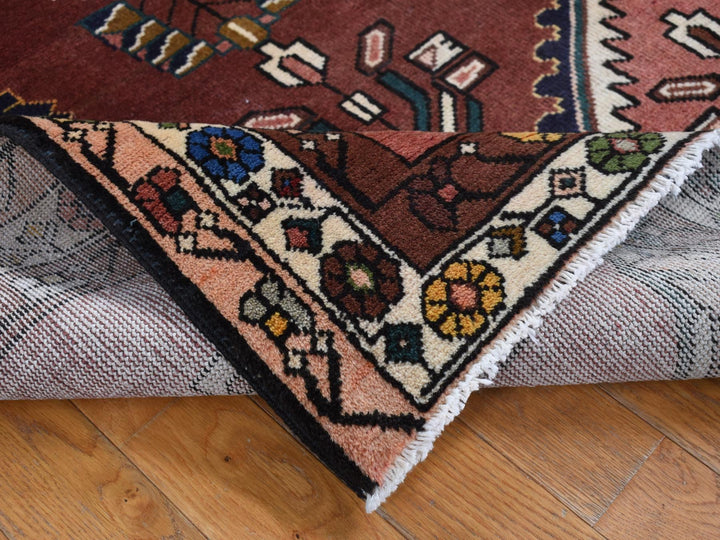 3'9" x 9'9" Vintage Hand Knotted Red Wool Runner Oriental Rug - MOA10287469