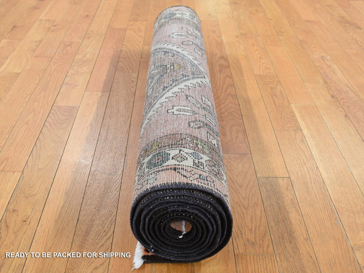 3'9" x 9'9" Vintage Hand Knotted Red Wool Runner Oriental Rug - MOA10287469