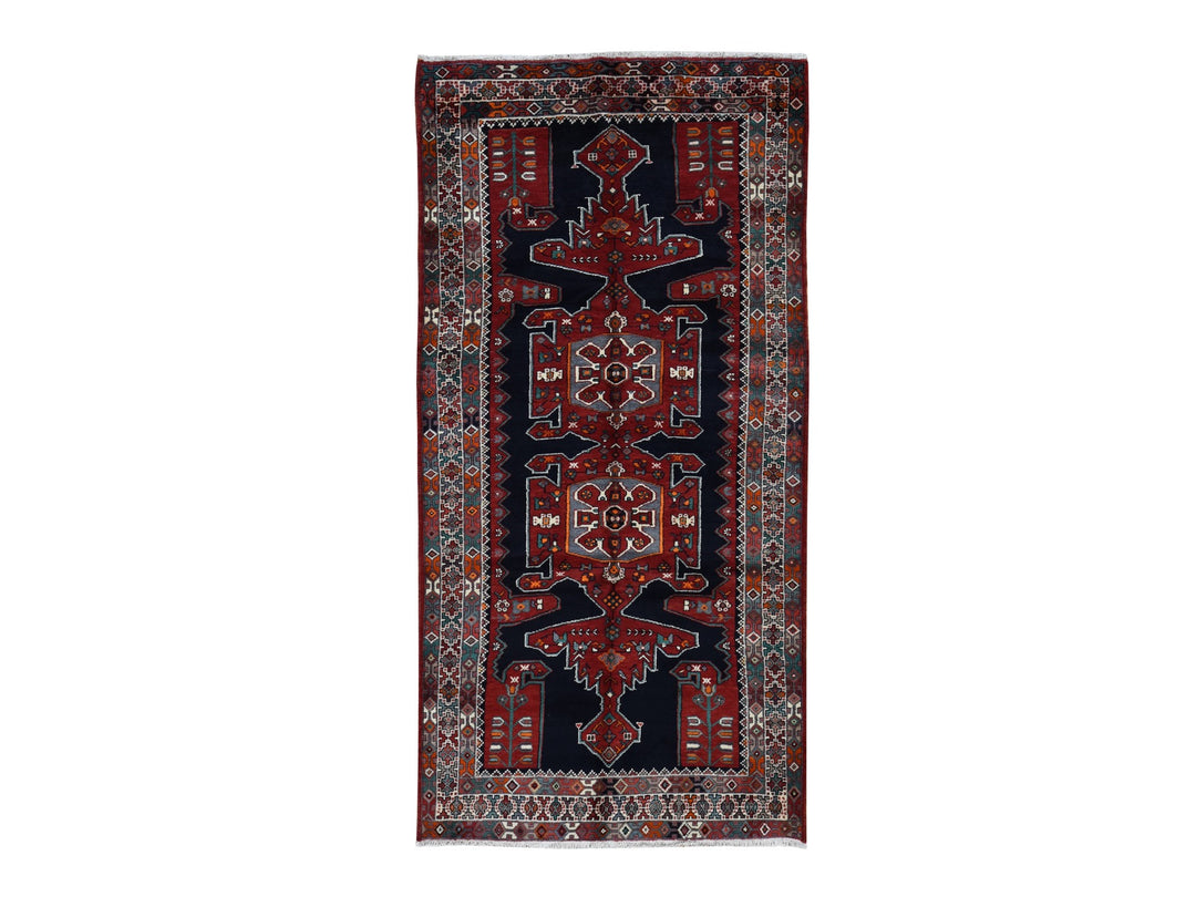 4'8" x 9'7" New Hand Knotted Blue Wool Rectangle Oriental Rug - MOA10287472