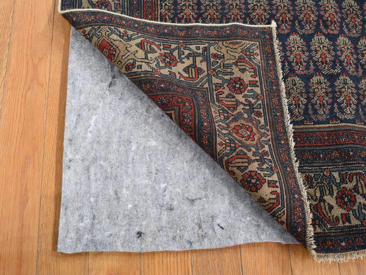 4'0" x 6'0" Vintage Hand Knotted Blue Worn Wool Rectangle Oriental Rug - MOA10287479