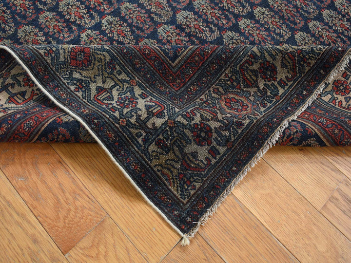 4'0" x 6'0" Vintage Hand Knotted Blue Worn Wool Rectangle Oriental Rug - MOA10287479