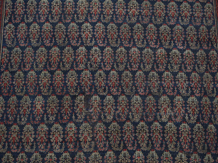 4'0" x 6'0" Vintage Hand Knotted Blue Worn Wool Rectangle Oriental Rug - MOA10287479