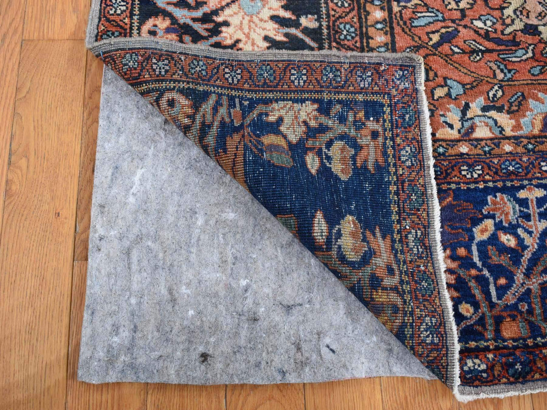 8'4" x 11'6" Vintage Hand Knotted Green Worn Wool Rectangle Oriental Rug - MOA10287480