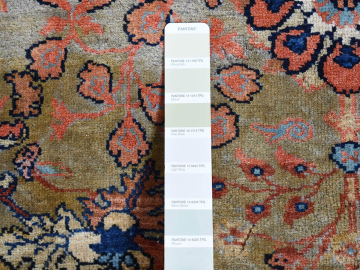 8'4" x 11'6" Vintage Hand Knotted Green Worn Wool Rectangle Oriental Rug - MOA10287480