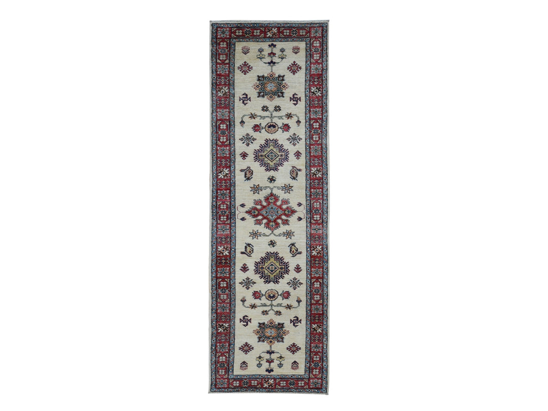 2'9" x 8'7" New Hand Knotted Ivory Wool Runner Oriental Rug - MOA10287493