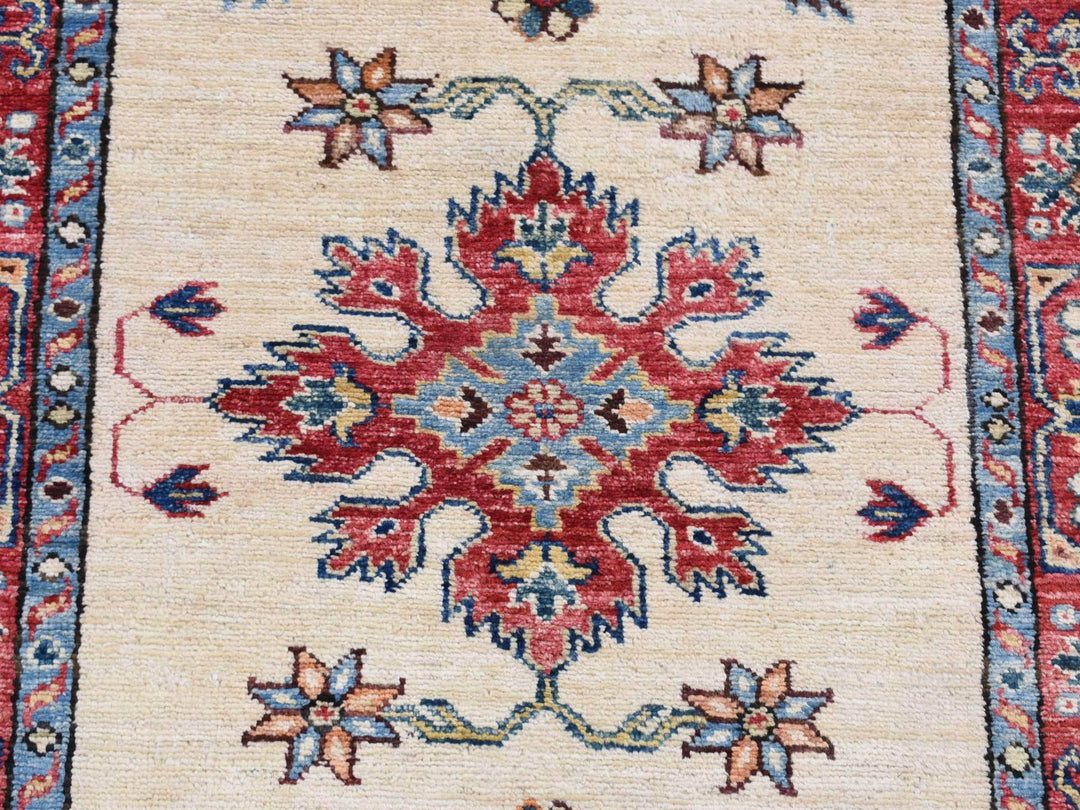 2'9" x 8'7" New Hand Knotted Ivory Wool Runner Oriental Rug - MOA10287493