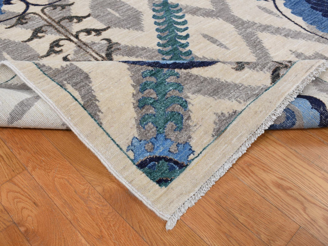 10'0" x 13'9" New Hand Knotted Ivory Wool Rectangle Oriental Rug - MOA10287511