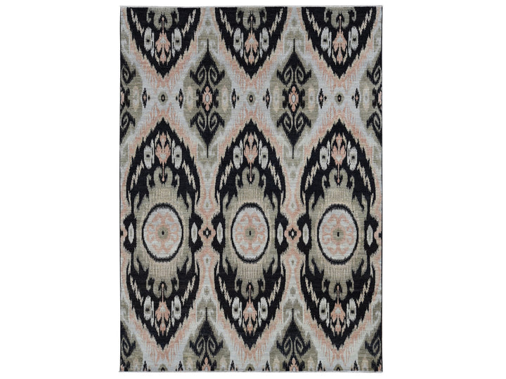 9'1" x 13'0" New Hand Knotted Black Wool Rectangle Oriental Rug - MOA10287513