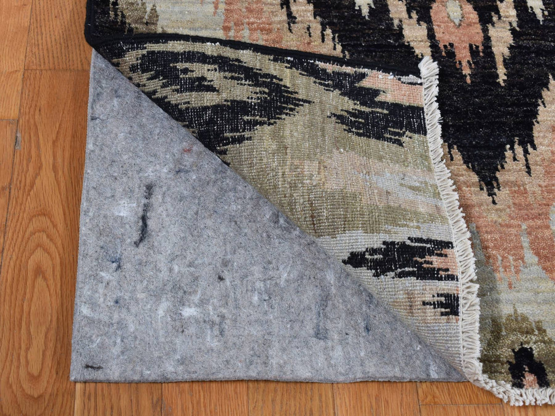 9'1" x 13'0" New Hand Knotted Black Wool Rectangle Oriental Rug - MOA10287513